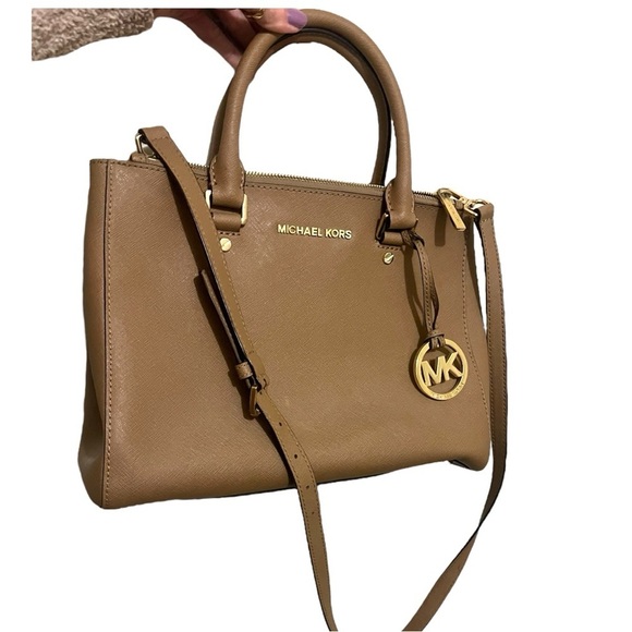 Michael Kors Tan Leather Sutton Satchel Shoulder Purse - Picture 3 of 9